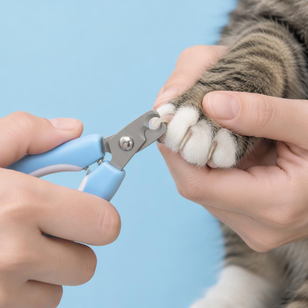 Corte de unhas na pata de um gato